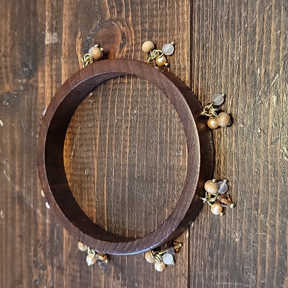 Wood bangle with beads